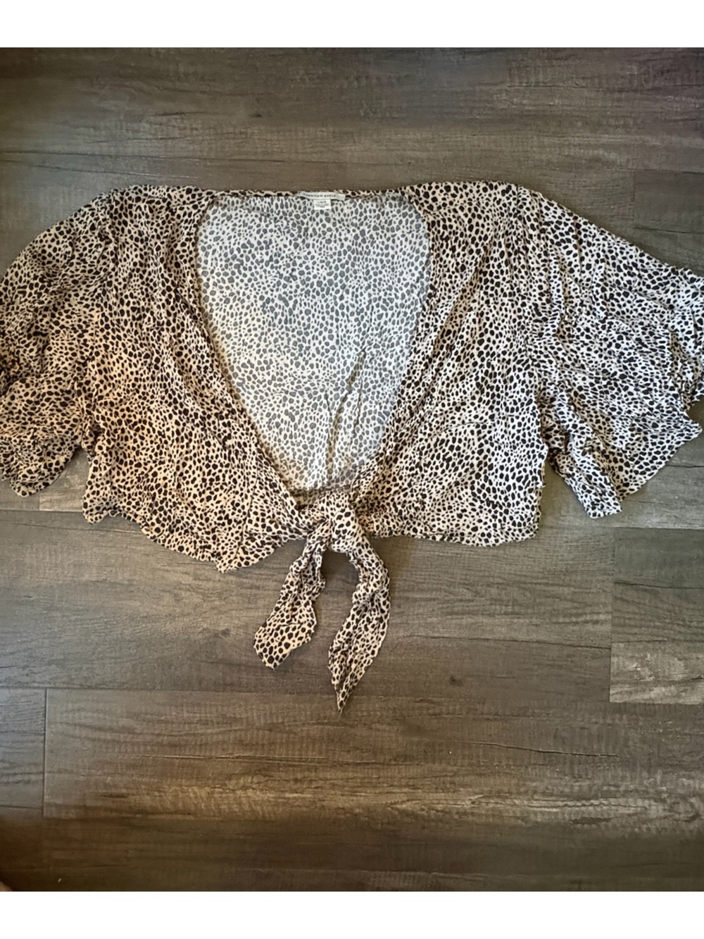 American Eagle Leopard Print Tie-Front Crop Top